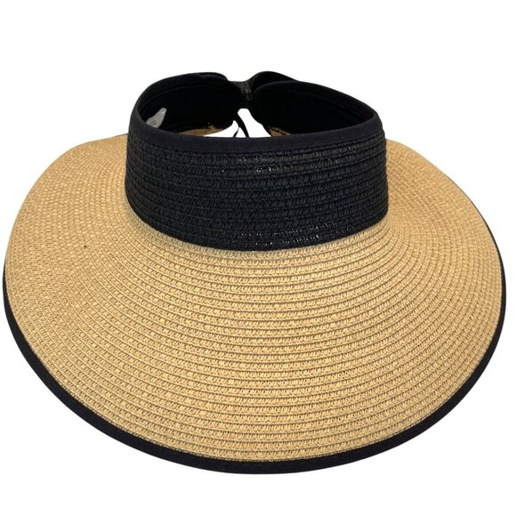 Foldable Packable Women's Travel Wide Brim Tropical Summer Beach Sun Visor Hat - Picture 6 of 11